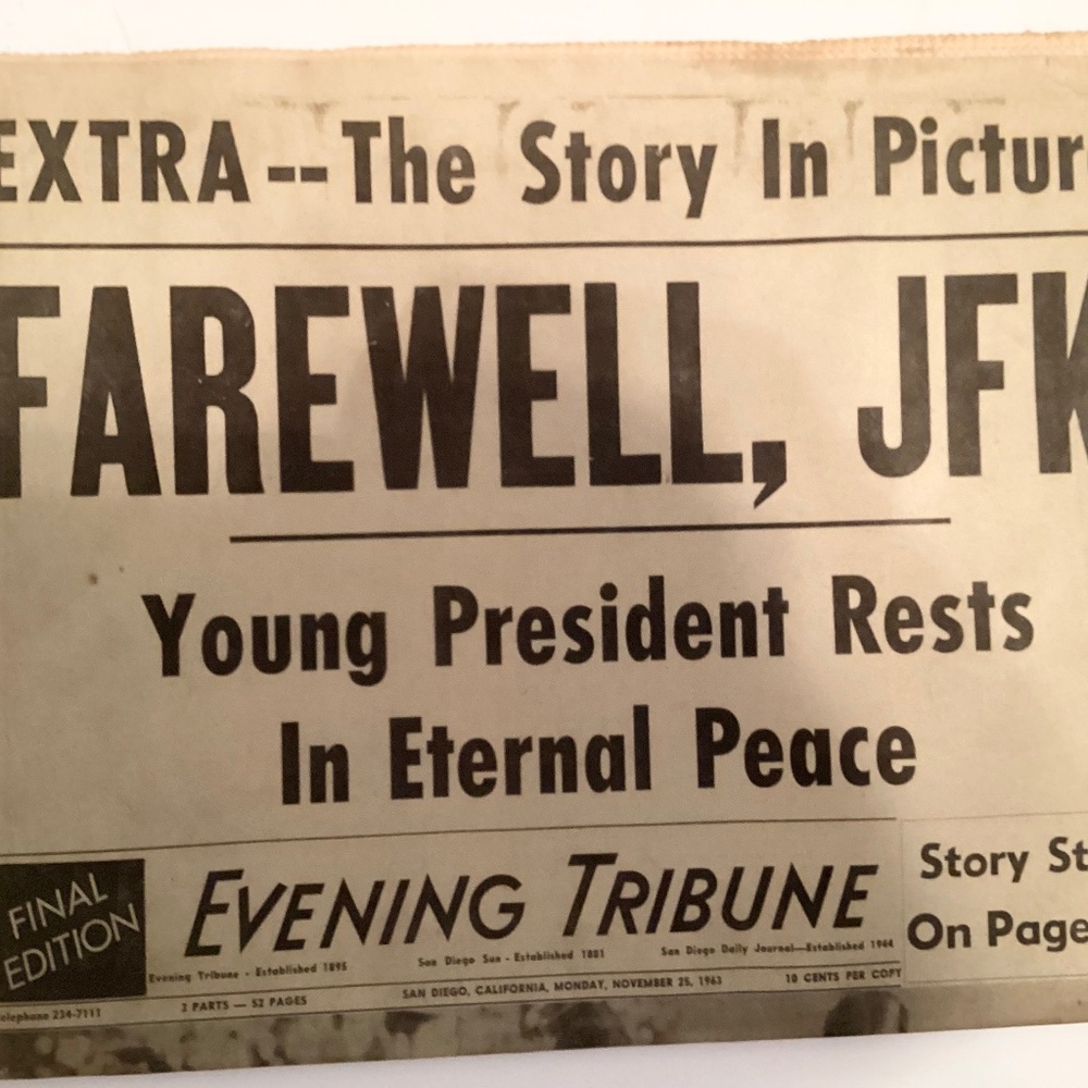 HISTORICAL JFK ASSASSINATION NEWSPAPER…1963!